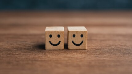 Enhancing customer experience with smiley face wooden blocks on desk a creative approach to engagement