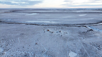 Siberia Nenets photo drone of the samoyedos desert in Yamal Russia © pau