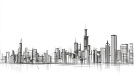 Obraz premium Minimalist Single-Line Skyline of New York City