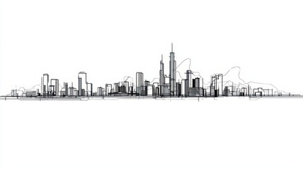 Obraz premium Minimalist Single-Line Skyline of New York City