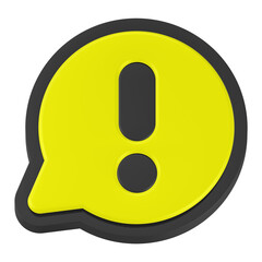 3d rendering icon alert yellow bubble button