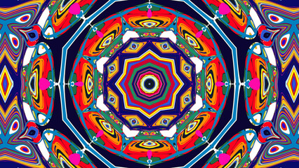 Psychedelic Spiral Kaleidoscope, Vibrant Symmetrical Pattern