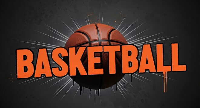 Basketball Fever Graphic Design Bold Sports Logo for Posters Banners Advertising Team Support Fitness Recreation Competition Win Design Tournament Orange Ball Black Background - Powered by Adobe