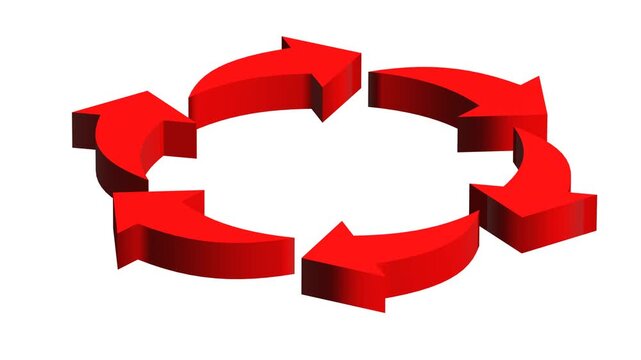 3D Six rotating arrows (Isometric view).