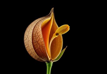 Vibrant botanical bloom transitioning into a distinct, natural seed pod. This plant structure showcases life's delicate cycle and intricate forms ,plant ,outdoors ,structure