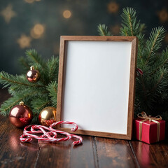 Christmas Holiday A4 Photo Mockup with Garland Border