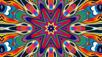 Psychedelic Spiral Kaleidoscope, Vibrant Symmetrical Pattern