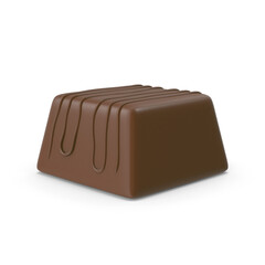 Single Dark Chocolate Praline Truffle with Drizzle, Isolated PNG
