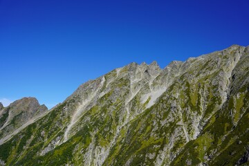 北アルプス　カモシカの立場から望む奥穂高岳　ジャンダルム　ロバの耳