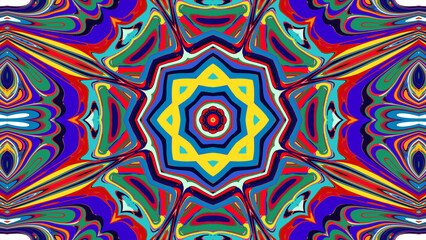 Psychedelic Kaleidoscope Mandala, Indian and Tibetan Festival Visual
