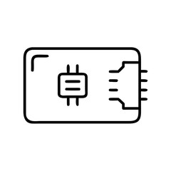 Fototapeta premium Circuit board with processor chip in minimalist line art style 