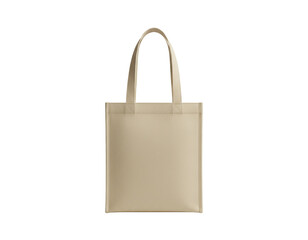 Beige Canvas Tote Bag Standing Upright With Structured Form, Front View, Isolated on Transparent Background