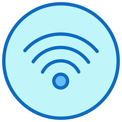 WiFi Signal Blue Fill Outline Icon Design Vector - wireless signal symbol representing internet connection, hotspot, or network access