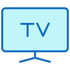 Television Screen Blue Fill Outline Icon Design Vector - TV monitor symbol representing media, broadcasting, or video streaming