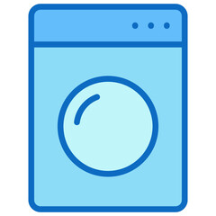Washing Machine Blue Fill Outline Icon Design Vector - front load washing machine symbol representing laundry, cleaning, or household chores