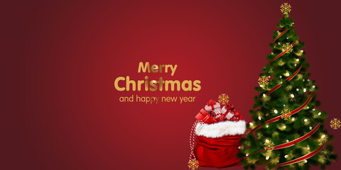 christmas card with christmas tree, Christmas background with christmas element. Vector illustration