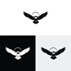 Owl logo with the moon icon design
