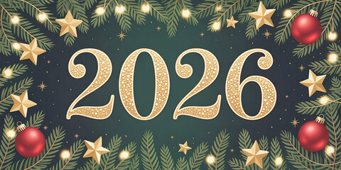 Celebrating the Year 2026 festive holiday design and decorations illustration
