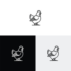 Fototapeta premium line art icon logo of a chicken logo design