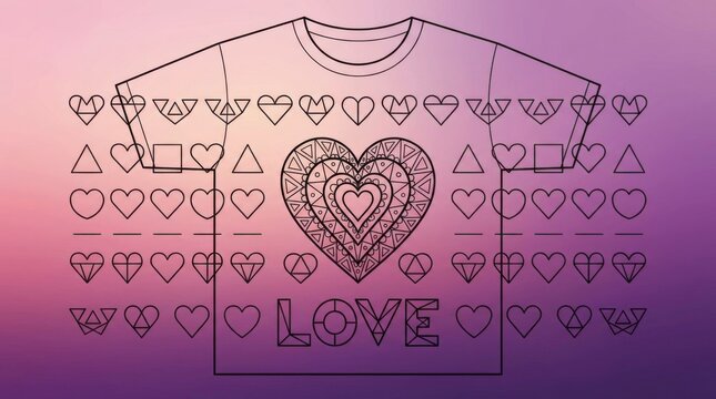 Heartfelt t-shirt front graphic template with soothing gradients sparking love and joy.