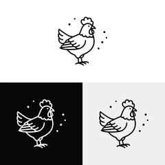 line art icon logo of a chicken logo design