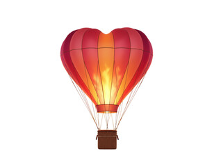 Heart-Shaped Hot Air Balloon Soaring at Sunset, Isolated on Transparent Background