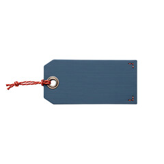 Blank blue price tag with red string for product labeling  