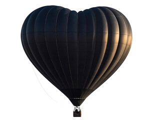 Minimalist Black Heart Balloon Silhouette, Side Angle, Transparent