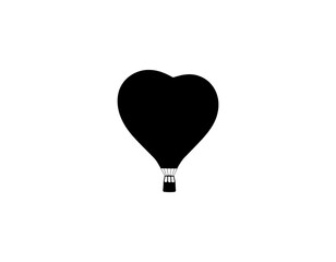 Minimalist Black Heart Balloon Silhouette, Side Angle, Transparent