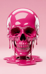 Pink skull artwork digital rendering on a pink background concept