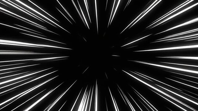 White anime speed lines rushing outward on a pure black background, extreme dynamic comic