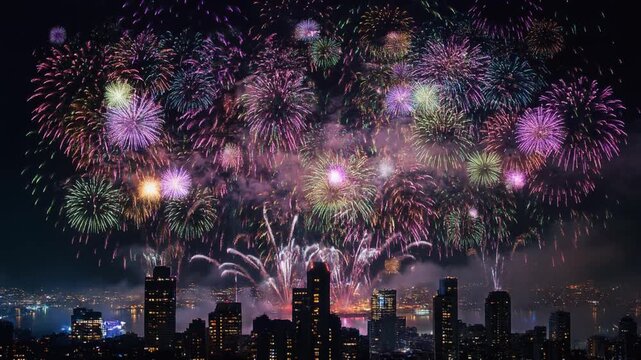 fireworks over the city