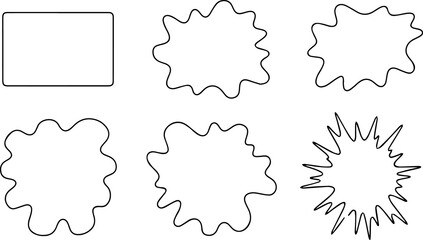 Set of six speech bubbles with different shapes hand drawn vector illustration comic style speech bubbles for text