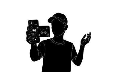 Person holding smartphone displaying ai and fitness icons