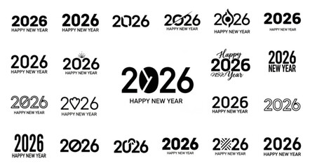 2026 logo concept for calendar, poster, flyer, banner. Modern design for calendar, invitations, greeting cards. Set of new year logo text design. stock illustration