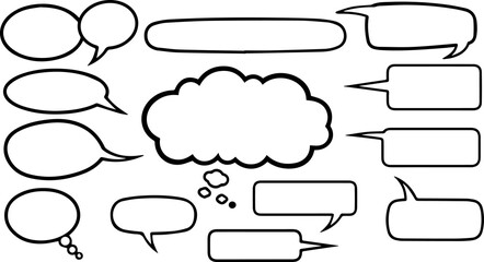 Collection of speech bubbles, offering a versatile range of shapes and styles for dialogue, thought, and communication needs