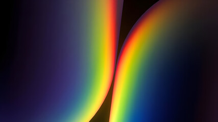 Abstract rainbow spectrum light refraction on a dark background showing vibrant colors and iridescent patterns.