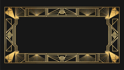 Art Deco 1920s Style Gold Christmas Frame Vector