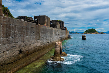Hashima Island (or Gunkanjima &ndash; Warship Island), a deserted coal mining island in the bay near Nagasaki