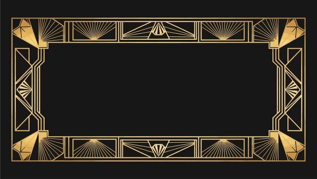Art Deco 1920s Style Gold Christmas Frame Vector - Powered by Adobe