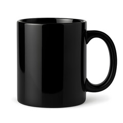 Premium Black Ceramic Mug on Transparent Background – Macro Close-Up Studio Shot