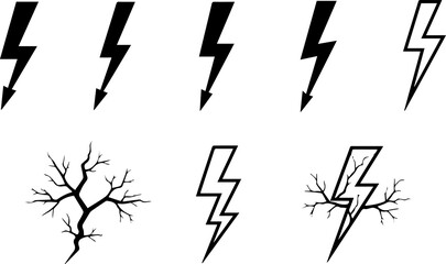 A collection of lightning bolt illustrations, showcasing various styles and designs, perfect for adding a dynamic touch to projects
