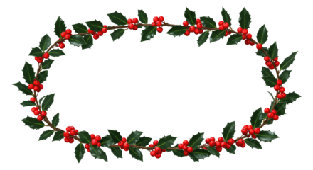 Decorative Christmas Border with Copy Space for Greeting Cards Isolated on Transparent PNG Background.