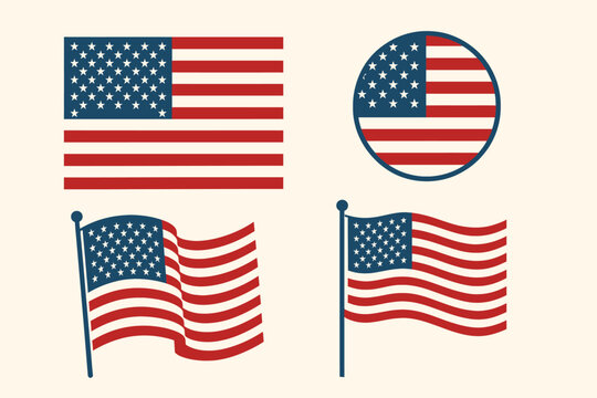 vector illustration of a american flag collection products design elements