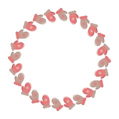 Winter mitten wreath holiday frame design