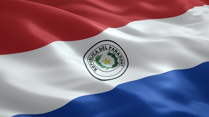 Paraguay flag waving proudly in the breeze, symbol of national pride and independence day celebrations, a vibrant and dynamic display of patriotism
