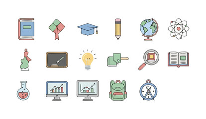 set of school icons