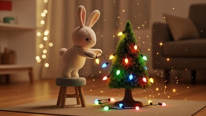 Plush Bunny Hanging Christmas Lights