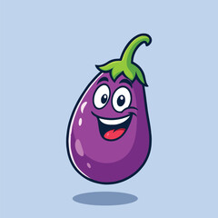 Cute cartoon  purple eggplant illustration