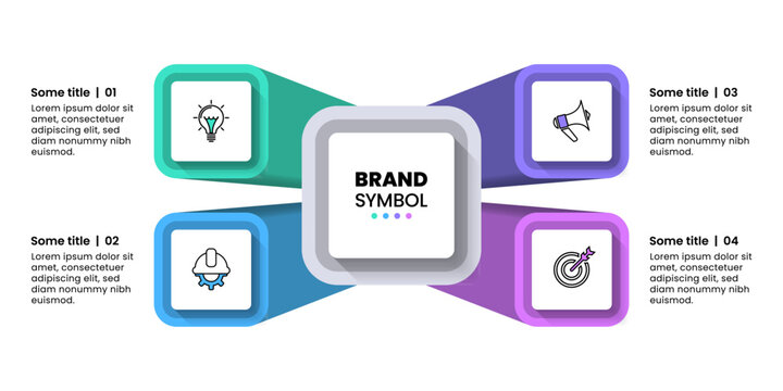 Infographic template. 4 pillars with icons and text